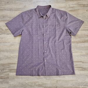 Vuori Men's Browm Polka Dot Bridge Short-Sleeve Button-Down Shirt XXL Active